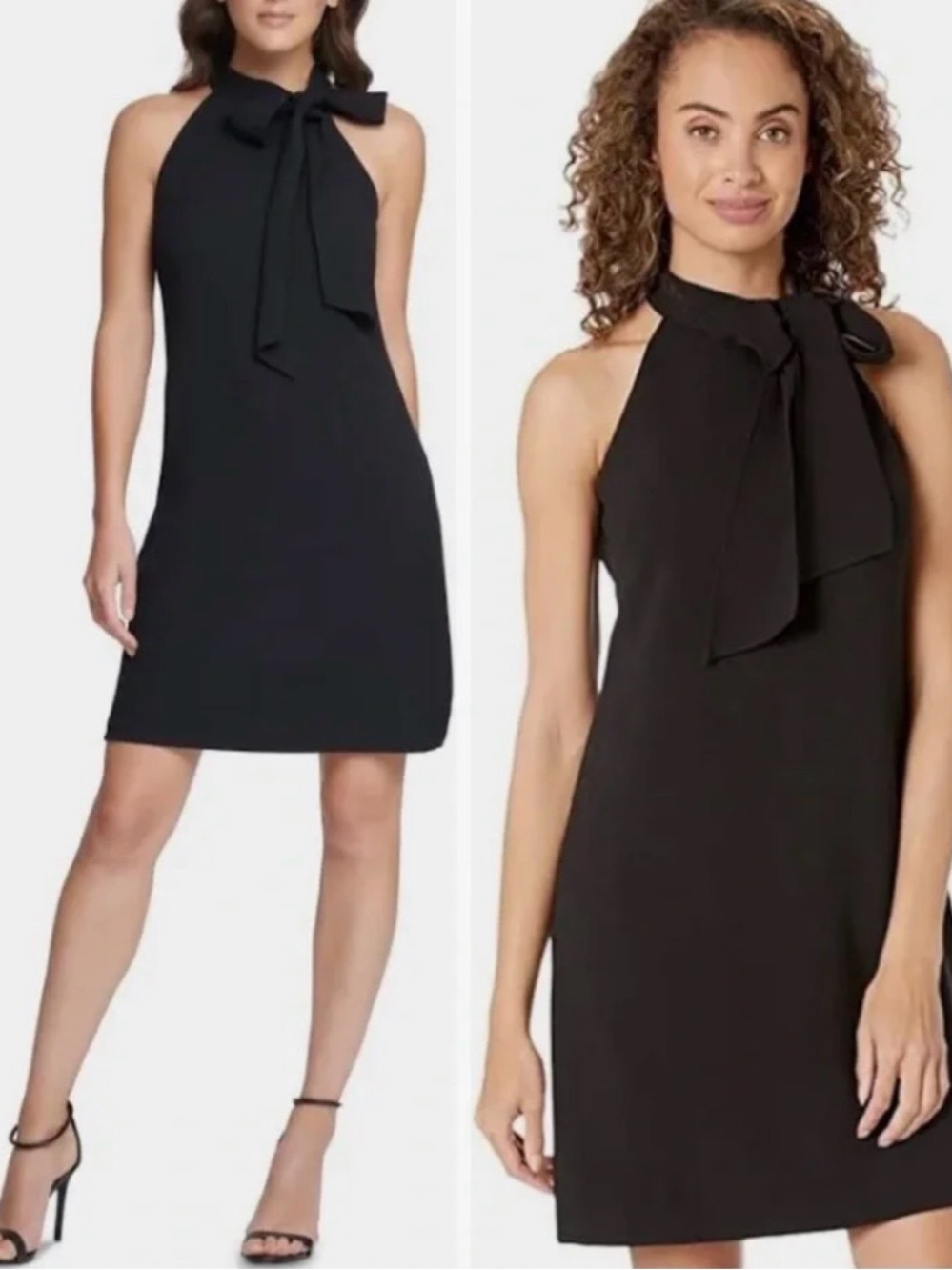 Vince Camuto Black Halter Bow-Tie Mini Dress